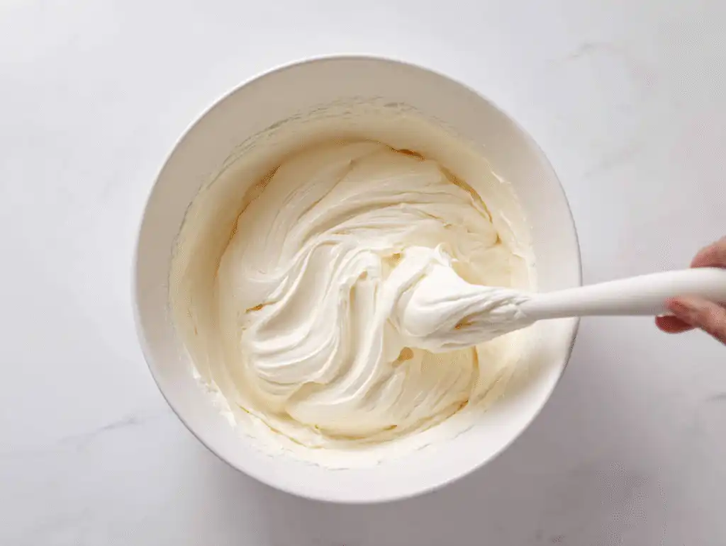 Mixing the creamy, lump-free cheesecake filling for Caramel Apple Cheesecake bars.