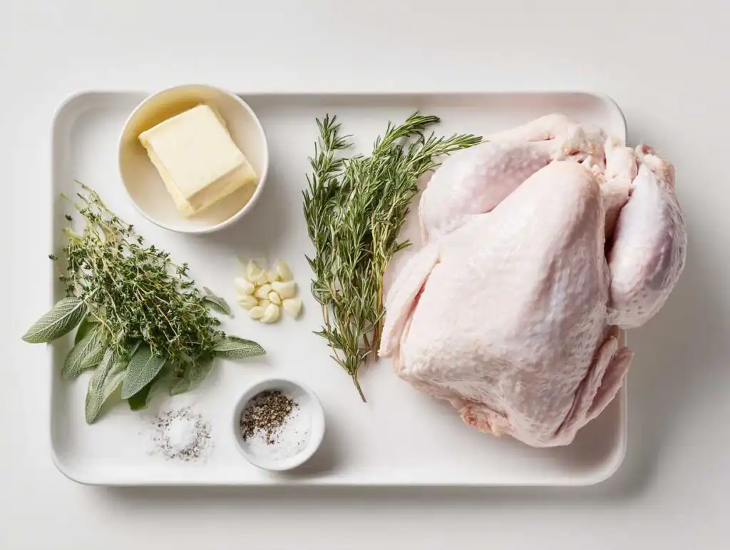 Ingredients for a Simple Turkey Seasoning butter rub for an Oven Baked Turkey Breast.