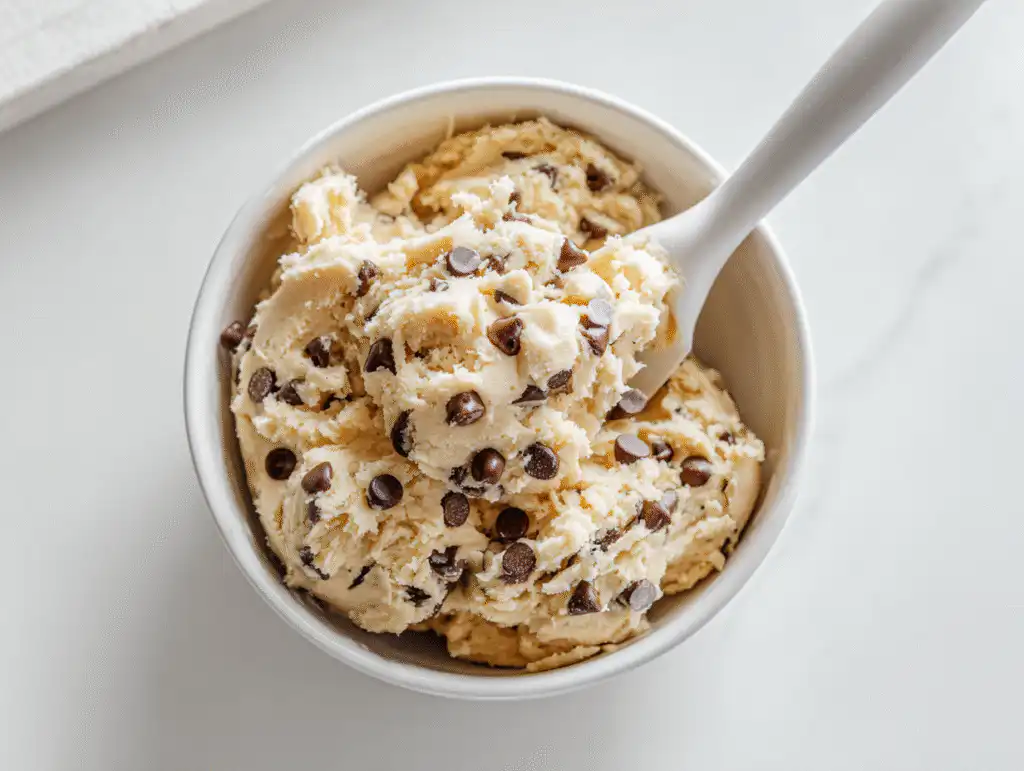 The Best Soft Chocolate Chip Cookies (My Secret Ingredient!) 7 The soft, thick, from-scratch dough for soft chocolate chip cookies.