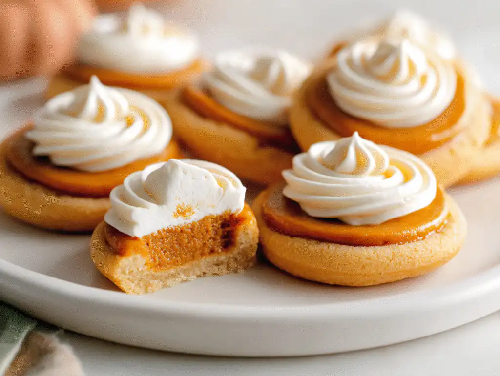 Ellie's Foolproof Thanksgiving Menu (Easy Game Plan!) 8 A white platter of the best Pumpkin Pie Cookies for a Fun Thanksgiving Dessert.