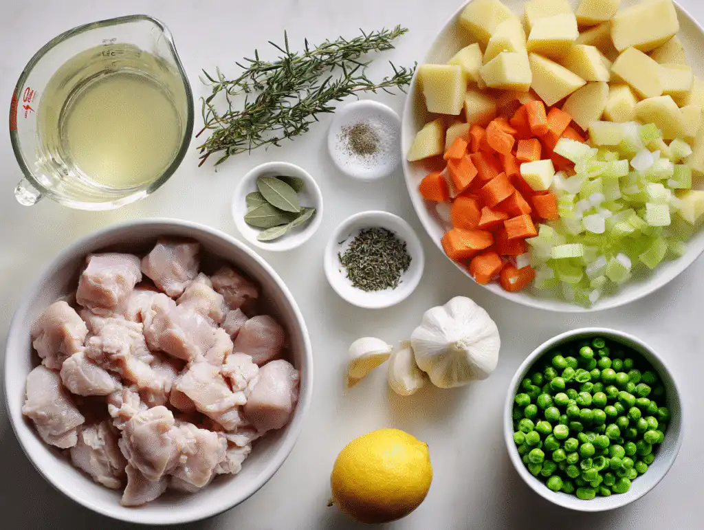 Fresh ingredients for Classic Chicken Stew.