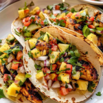 Chili Lime Chicken Tacos with Grilled Pineapple Salsa